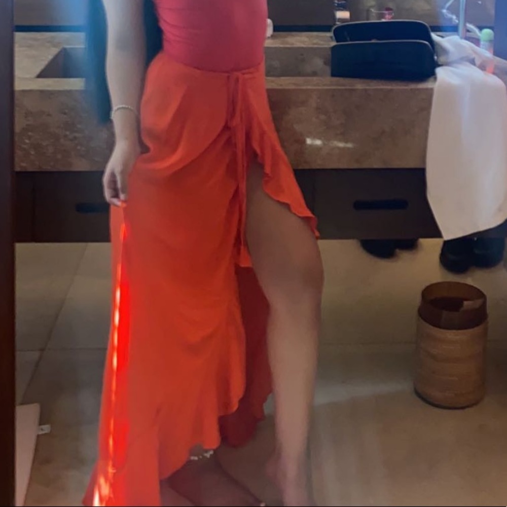 NWT Onia x WeWoreWhat Mia red ruffled maxi skirt